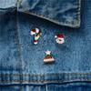 4 Pcs Drip Oil Santa Claus Christmas Tree Sled Car Brooches for Women Men New Year Christmas Office Party Jewelry Accessories