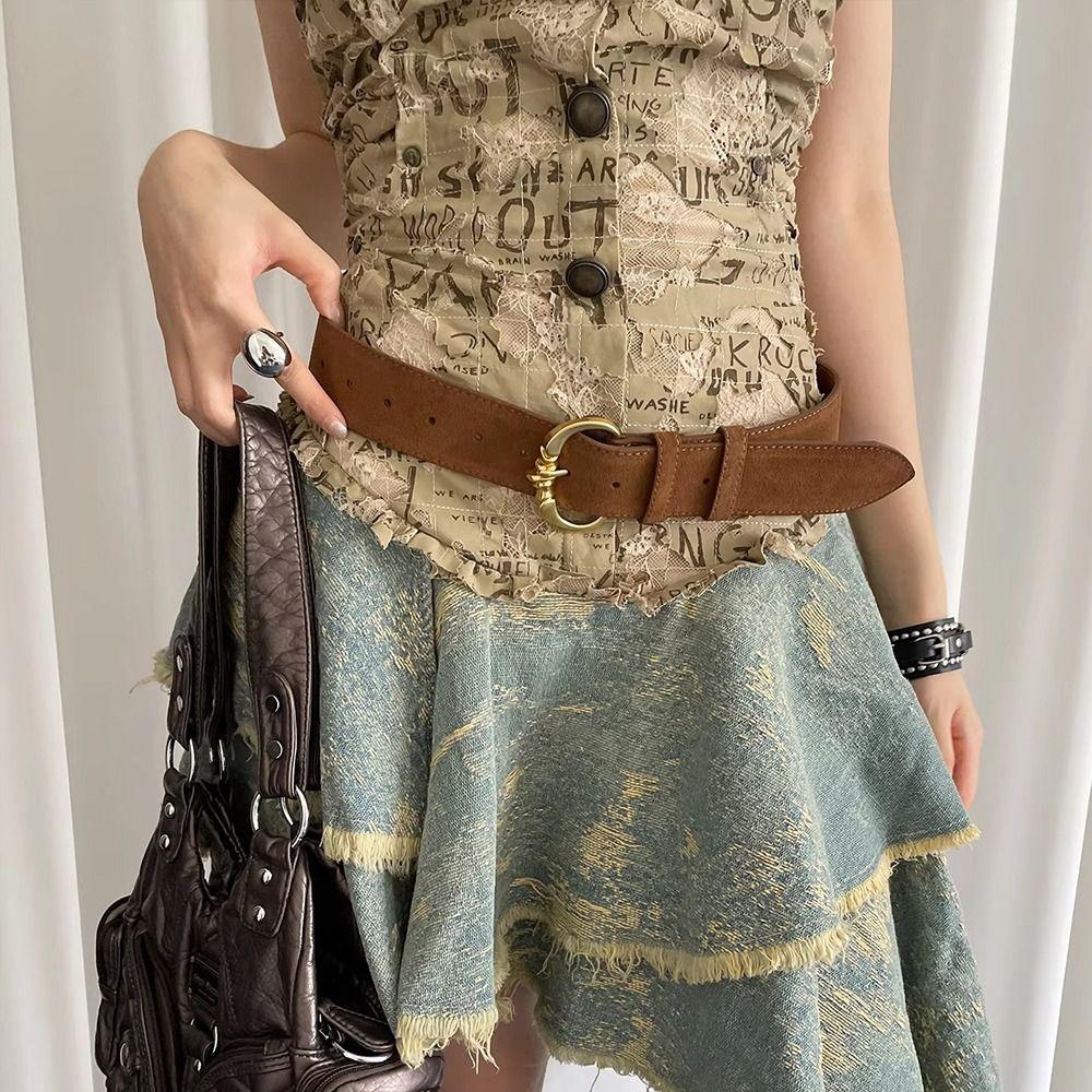 Y2k Women's Belt Heavy-Duty Dress Jeans Belt American Wide Waist Belt Streetwear