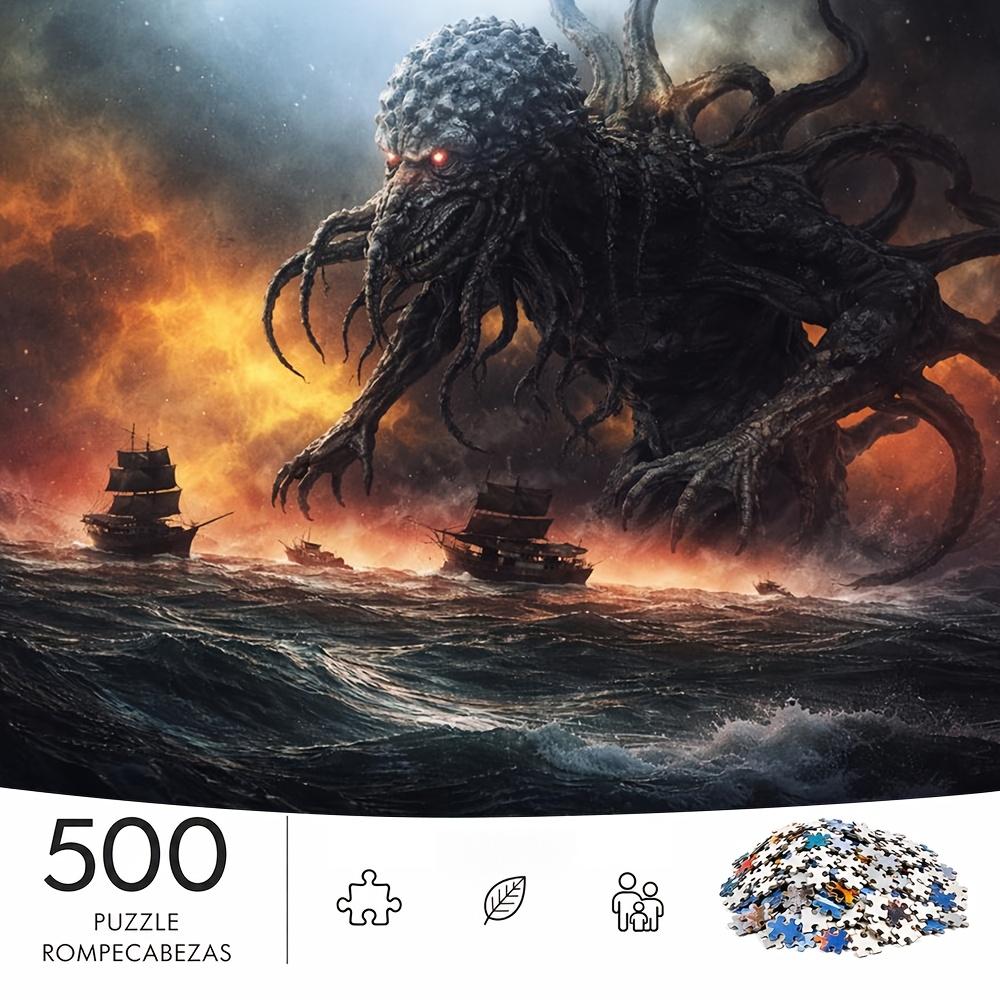 500pcs/Puzzle Game for Training Endurance And Logical Thinking - Exquisite Puzzle - (Angry Sea Monster Destroying Mast And Cracking Waves) Suitable fo