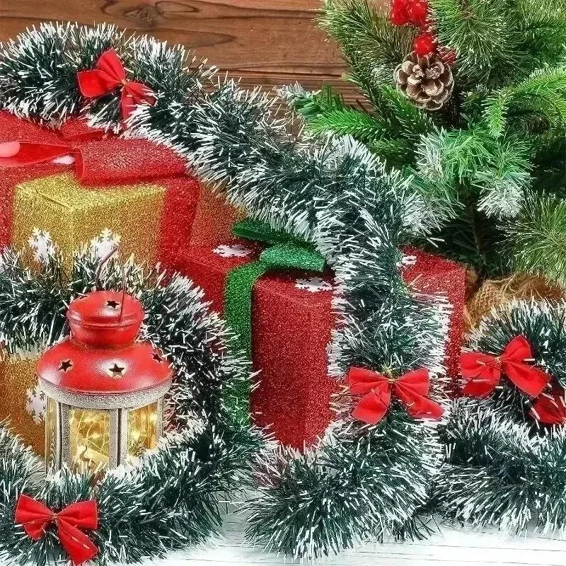 Guirlande de Guirlandes Artificielles de Noël en Gros Vert Ruban de Canne Couronne pour Arbre de Noël Pendentifs Suspendus Rubans Fête Décoration de Maison