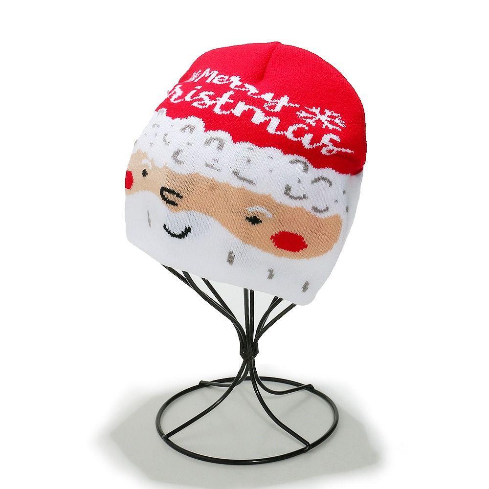 Reindeer Red Knitted Woolen Hat Christmas Tree Pullover Cap Santa Claus Beanie Hat  Women