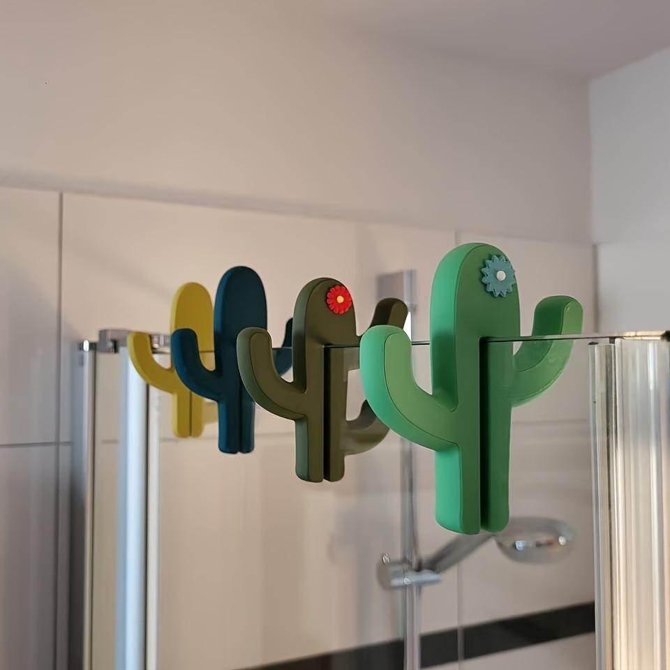 Cactus-Shaped Clamp-On Shower Hook for 8 Mm Glass Doors — Bathroom Accessory for Towels & Essentials