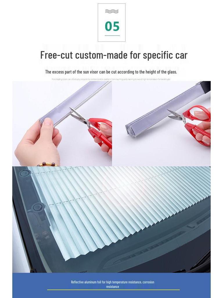 Auto Retractable Folding Car Sun Shade with Suction Cups & Heat Insulation for Windows & Windshield