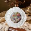 Vintage Oval Photo Frame,Ornate Resin Picture Frame,White Poster Card Holder Stand Decorative for