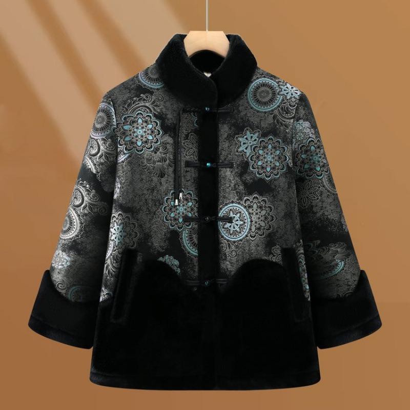 

Warm coat winter coat women s fleece thickened padded jacket old lady winter padded coat 5XL [recommended 150-80kg]