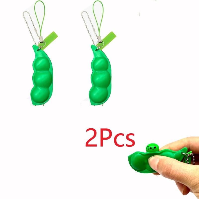 

2 шт. Peapod Fidget Toy Squeeze A Bean Edamame Pea Брелок для ключей Экструзионная соя Тактильное ощущение сброса давления Аксессуар