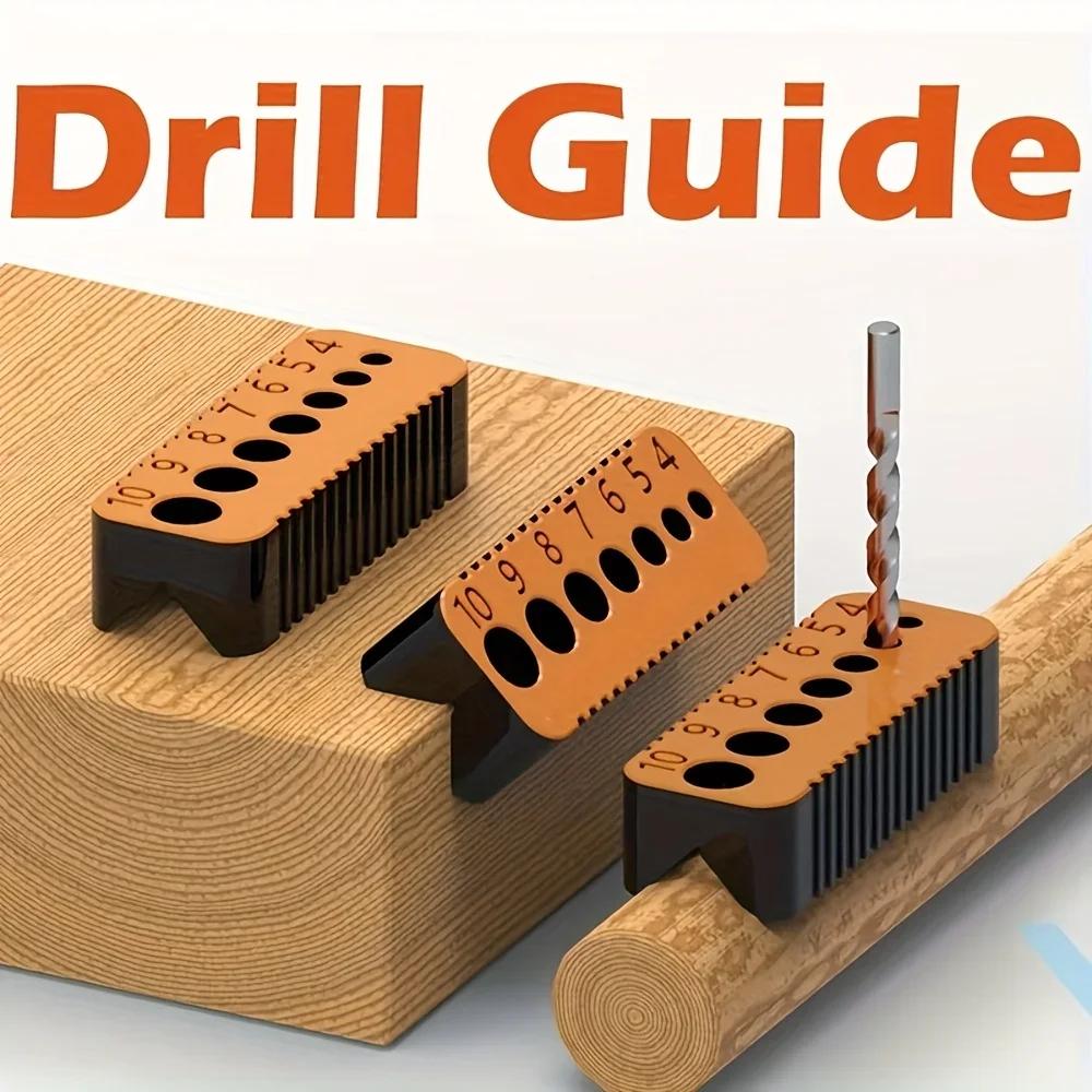 Heavy-Duty Plastic Drill Guide with Numbered 4-10mm Scale & Guides - Precision Drilling for, Woodworking - Manual Hole Locator