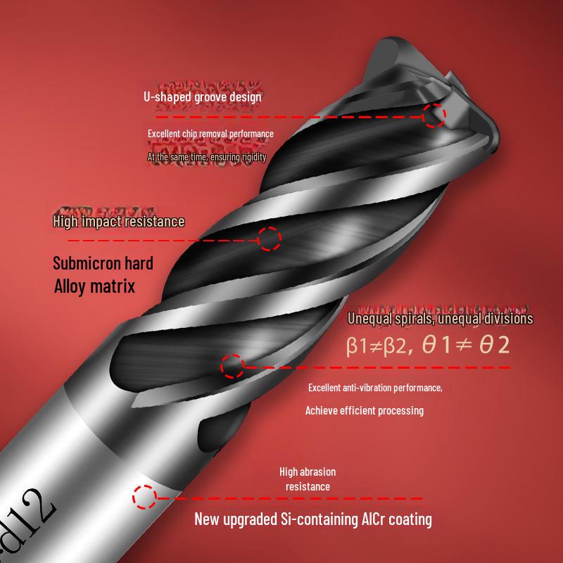 Tiangong P40 Carbide Coated Steel Round Nose Milling Cutter for Stainless Steel