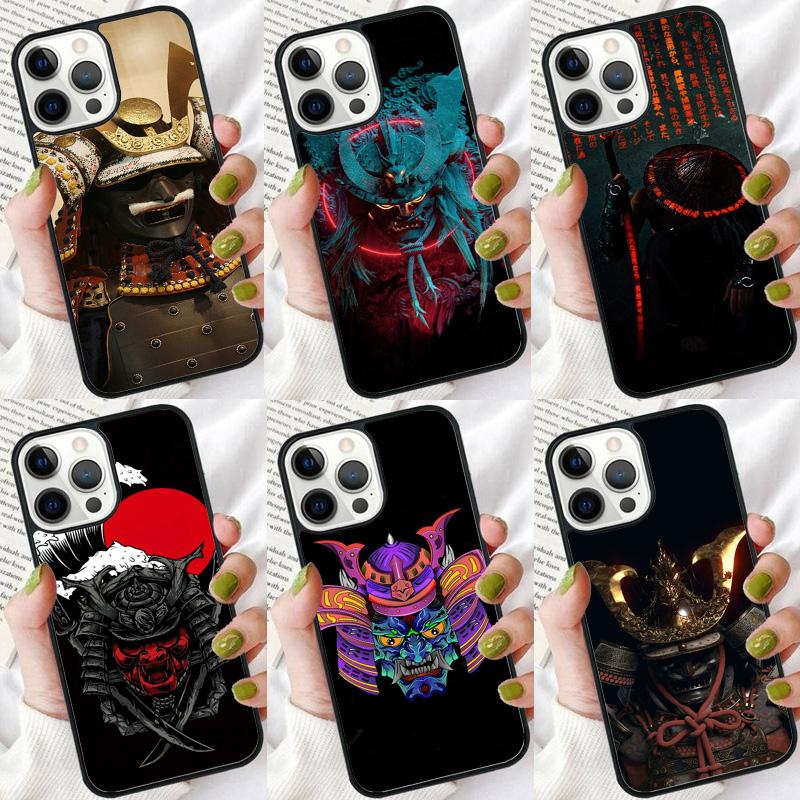 Samurai Japanese Warrior Mask Helmet Phone Case For iPhone 17 Air 16 Pro Max 15 14 Plus 12 13 Shell Cover Coque