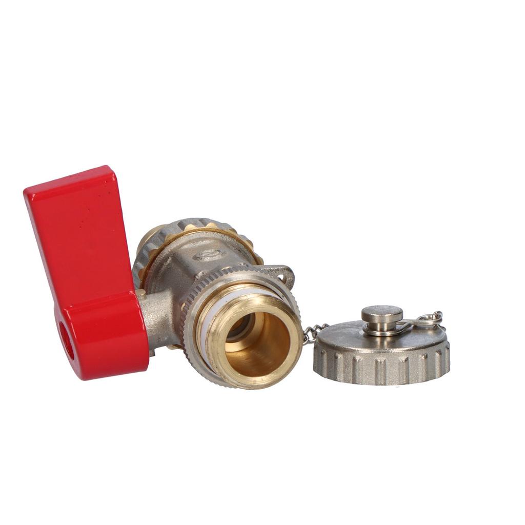 Drain Ball Valve with Hose Connector and Cap, Nickel-plated OMNI 1/2 Ca