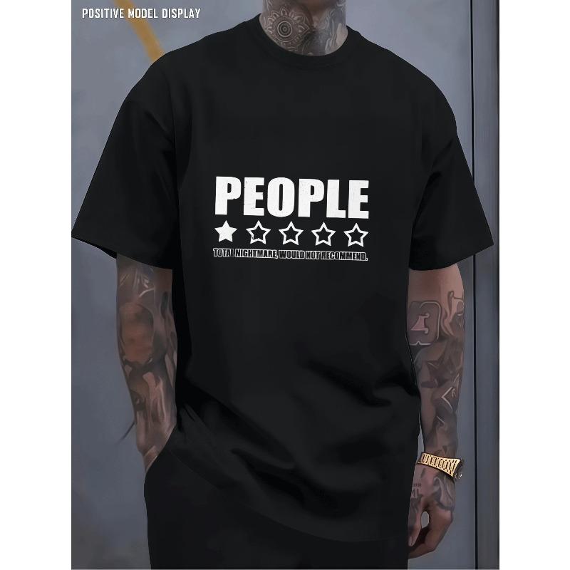 European sizes Men s Short-Sleeve T-Shirt with Funny PEOPLE One-Star Review Sarcastic Print S