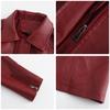2023 European & American Mid-Length Belted Leather Trench Coat, Long Sleeve, British Style Outerwear for Women