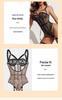 Leopard Print Lace Mesh Strappy Lingerie Bodysuit Set
