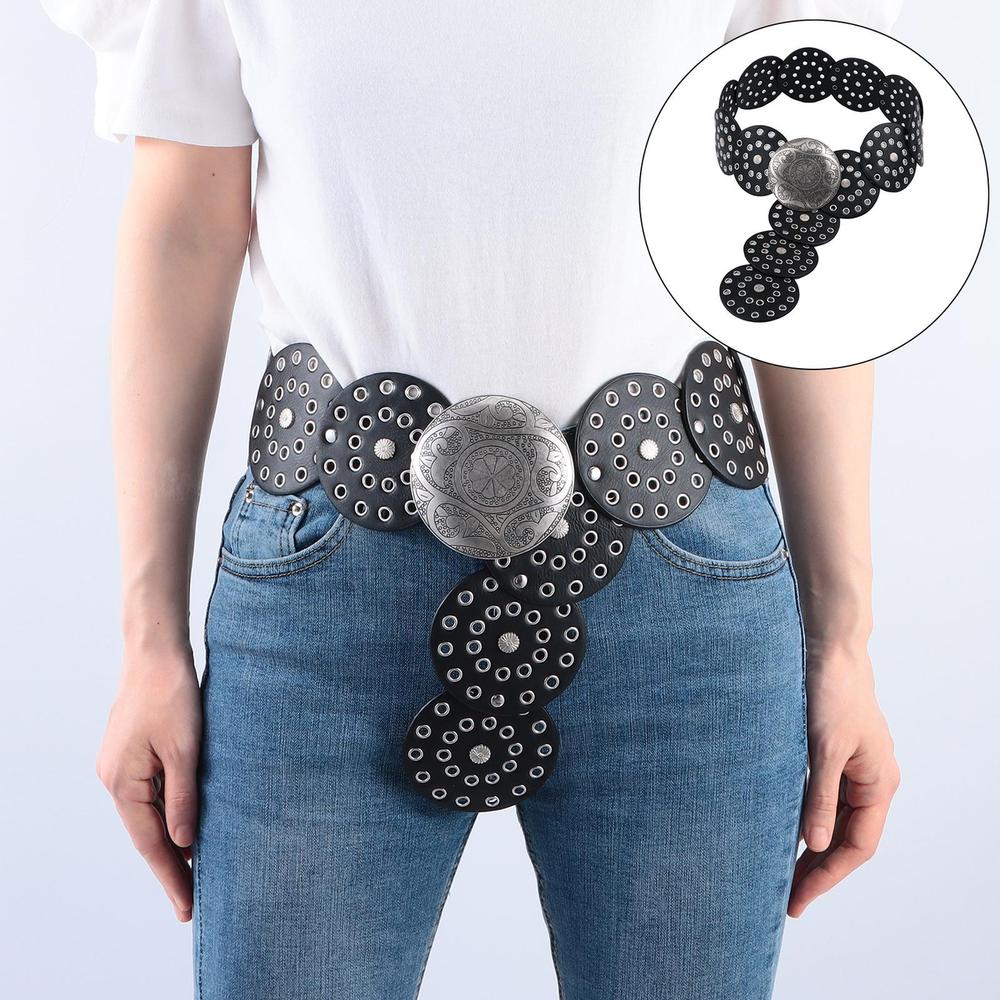 Western Style Hollow Belt Exaggerated Cowboy Wide Disc Belt Disc Belt  for Women