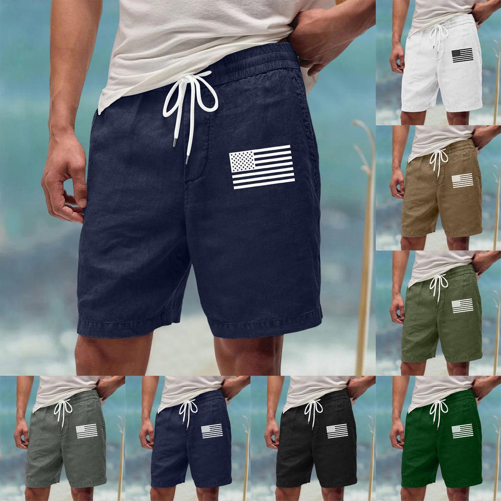 Men's Workwear Shorts With Multiple Pockets, Elastic Waistband, Loose Cotton, Casual Outdoor Lightweight Work Shorts