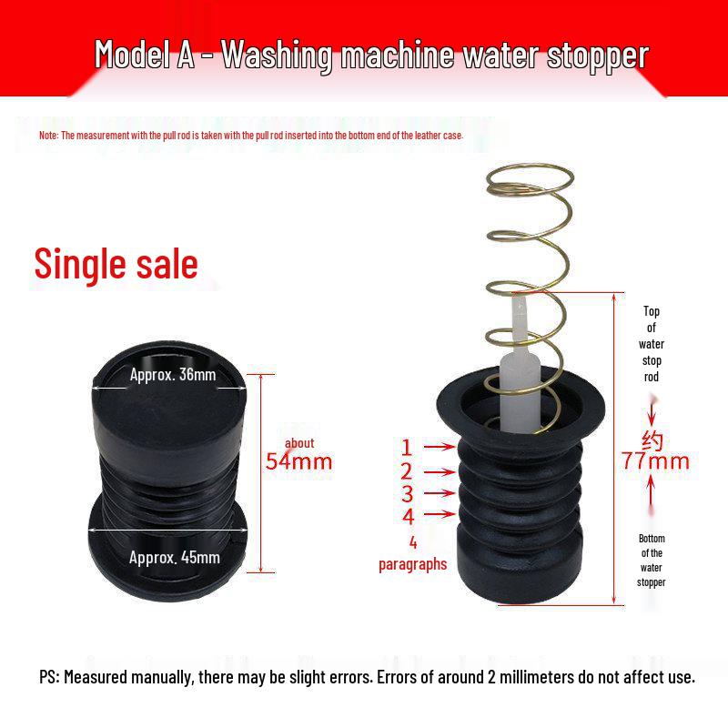 Rubber Drain Plug & Sleeve with Spring for Semi-Automatic Twin Tub Washing Machine