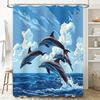 Leap Of Dolphins In The Blue Ocean - Waterproof Shower Curtain For Your Bathroom Suitable For Wet And Dry Separation Easy-Clean