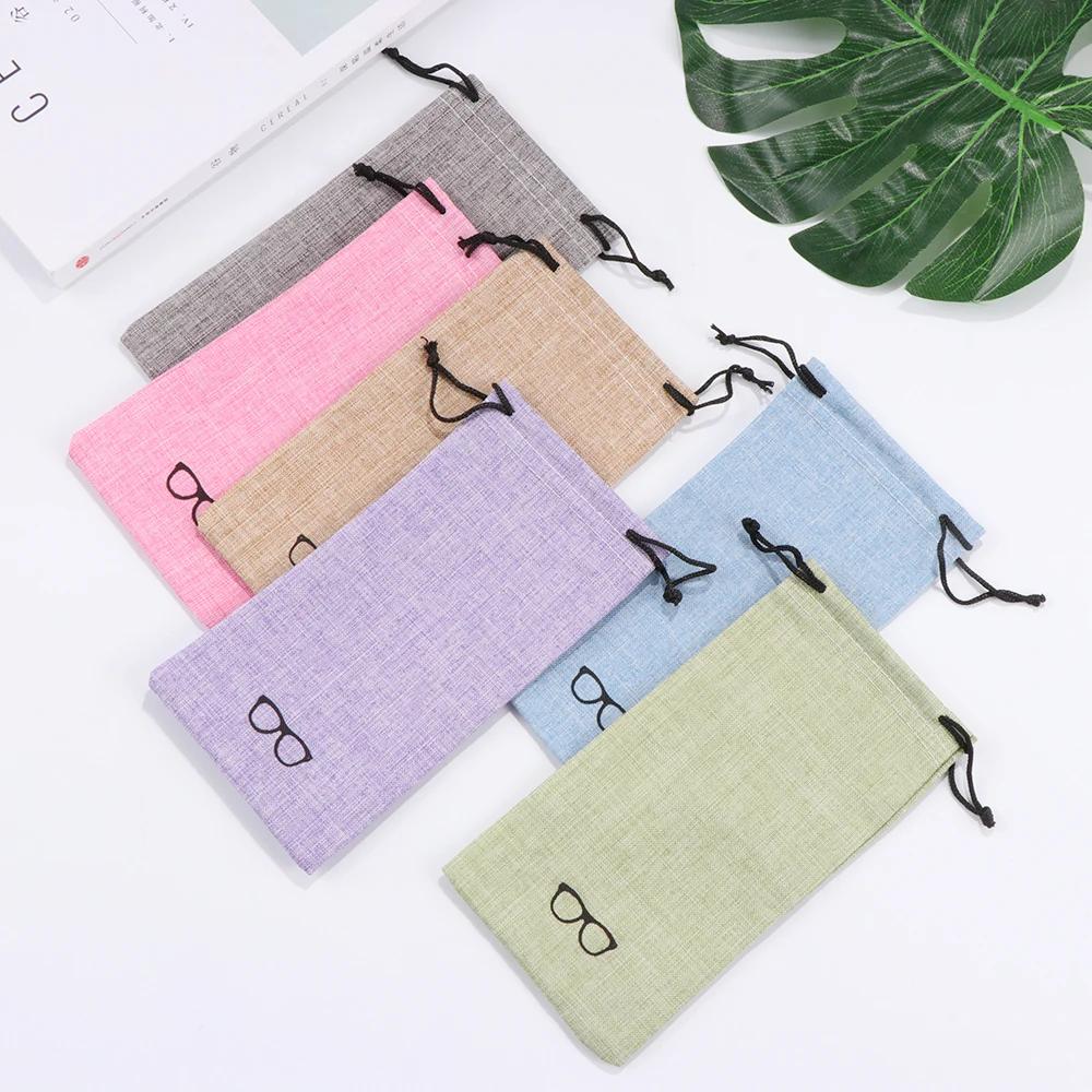 1Pcs Soft Cloth Glasses Bag Drawstring Portable Linen Fabric Eyeglasses Pouch Pocket Multi-Functional Eyewear Cases Accessories