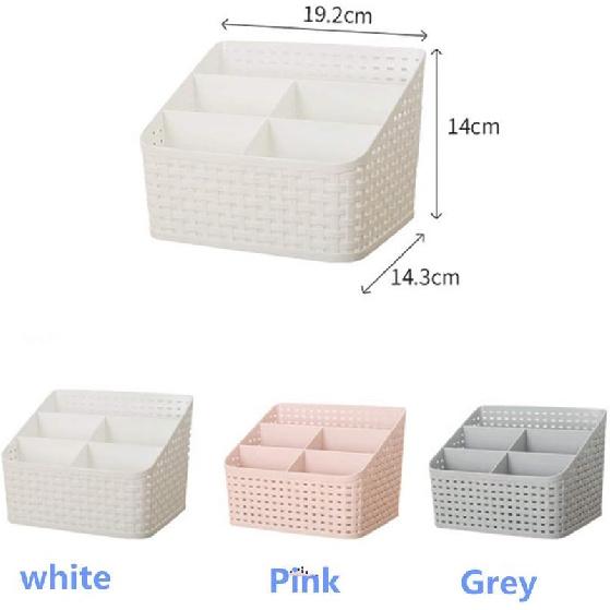 Plastic Desk Organizer, 5 Compartments Storage Organizer Utility Tote Caddy Holder Desktop Container Dividers for Home School Office Supplies (Grey)