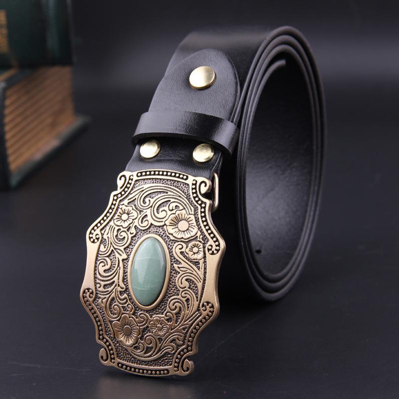 

Ремни из натуральной кожи высотой 3,8 см для классических медных пряжок с инкрустацией зерном травы нефритовой латуни