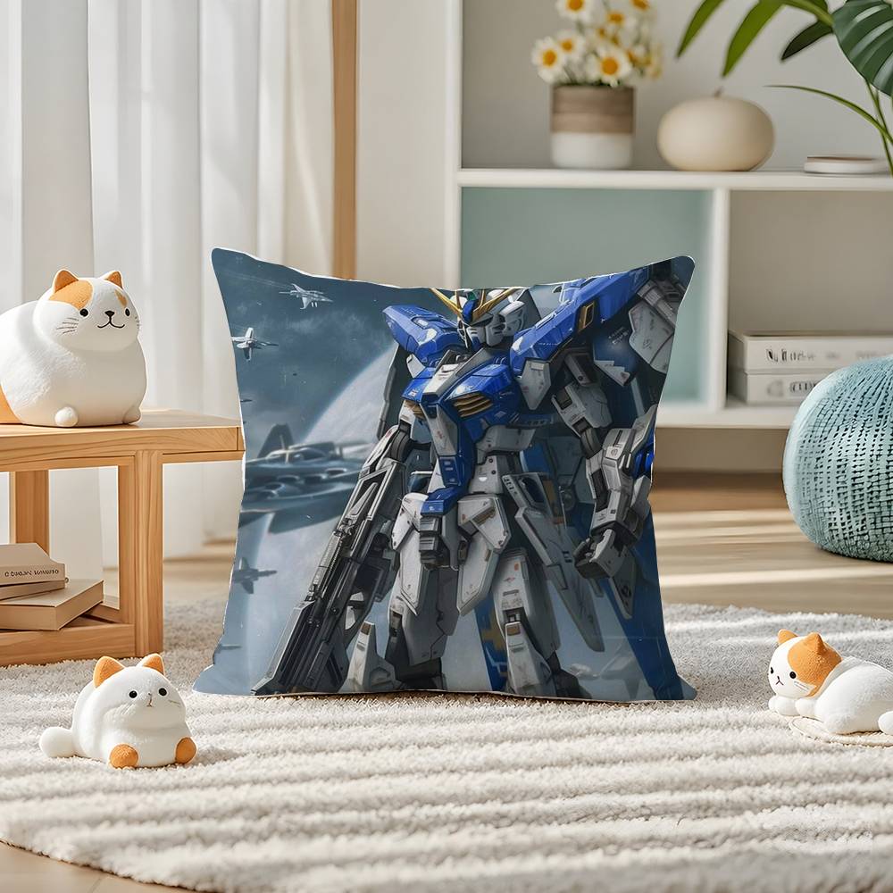 Mobile Suit Gundam Zeta Gundam Anime Plush Pillow Cover Soft Short Plush Cushion Cover For Sofa Bedroom Home Decor Gift