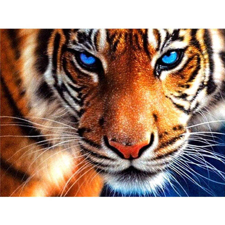 5D DIY diamantová malba Zvířecí obrázek Kulatý tygr Diamantové vyšívání Štrasová mozaika Domácí dekorace Dárek