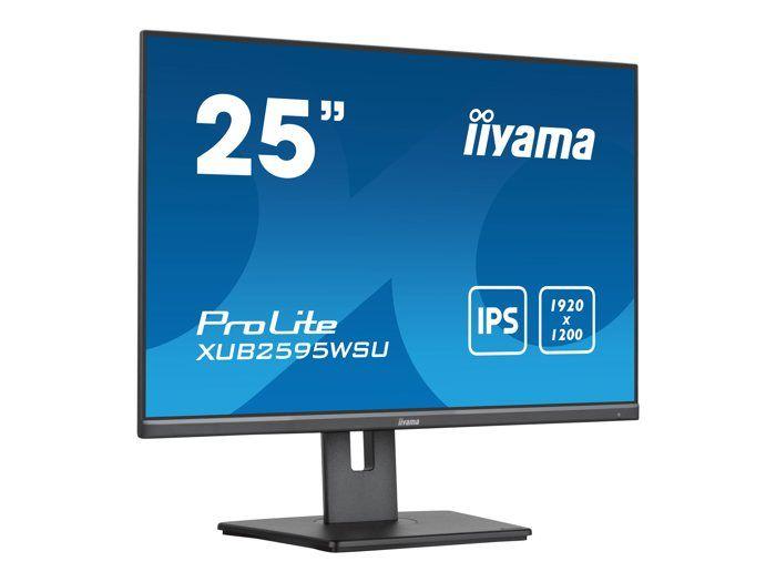 Ecran IIYAMA 25'' IPS 4ms 16:10 1920x1200 VGA HDMI DisplayPort HUB USB (2x2.0) 15cm pied réglable en hauteur Pivot / XUB2595WSU-B5