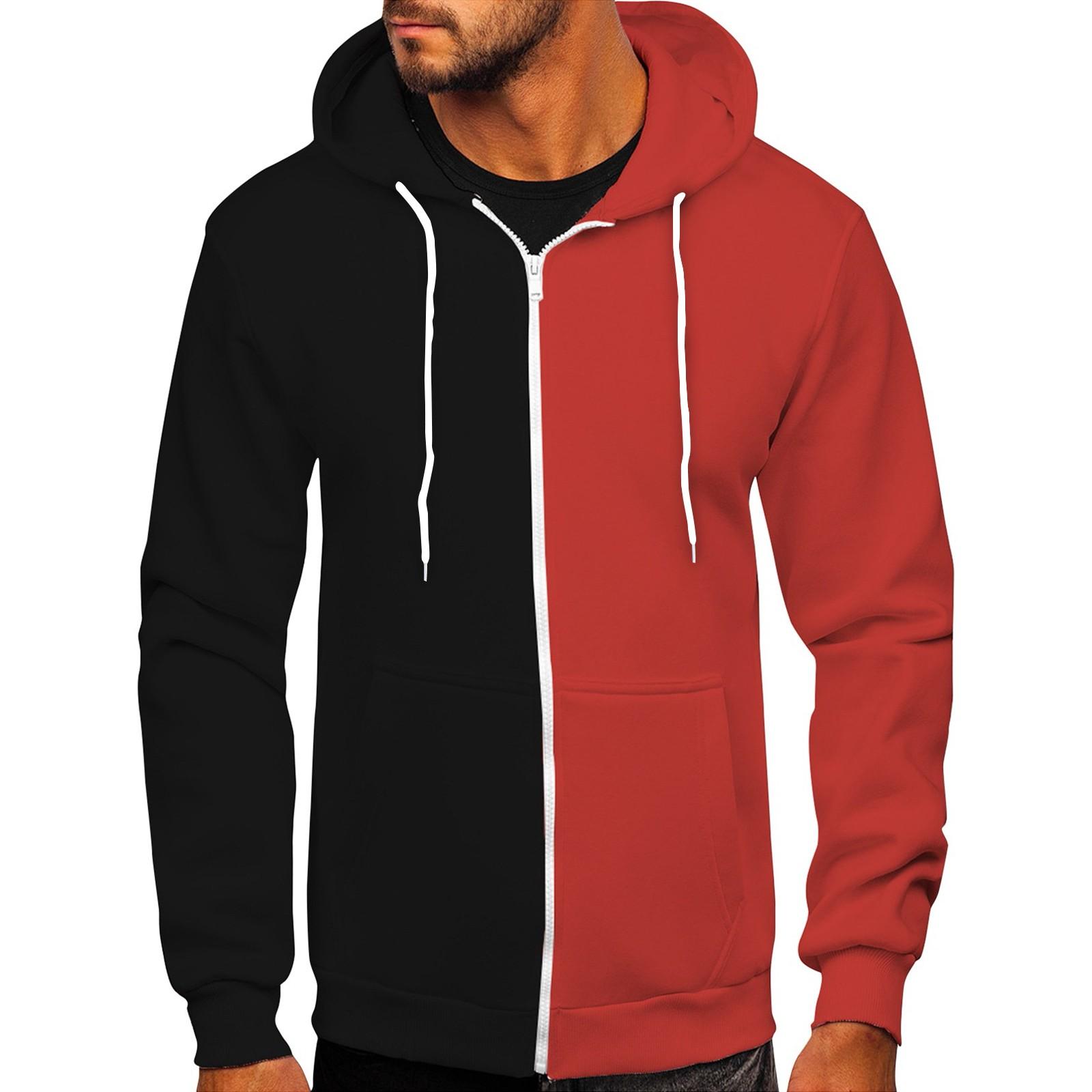 

Мужской спортивный свитер, модный контрастный цветной свитер с капюшоном, мужской повседневный спортивный свитер XXXXXL красный