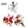 Holiday Garden Decor Christmas Snowman/Santa Claus/Deer Suncatcher, Stained Glass Style Pendant with Hanging Living Room Festive Chain, 2D Flat