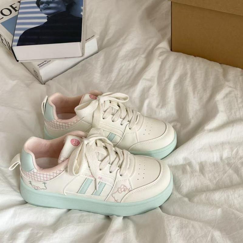 Pink platform white shoes women's breathable autumn new niche design casual student sports shoes