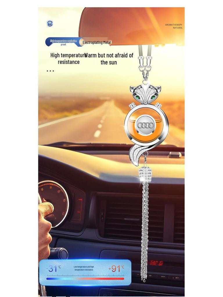 Car Aromatherapy Hanging Ornament for Odor Removal - Rearview Mirror Pendant with Empty Bottle.
