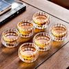 6pcs/Lot 50ml Stripe Double-layer Glass Tea Cup Heat Resistant Teaware Small Capacity Pumpkin shape Puer Taste TeaCup Cups