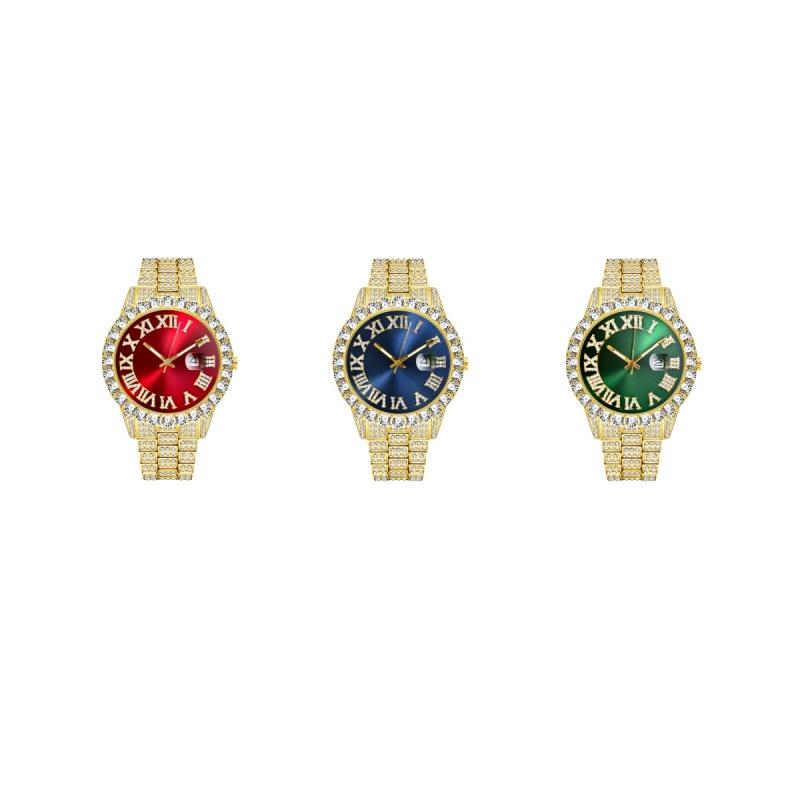

Men s Diamond Watch Iced-Out Bling Diamond Luxury Quartz Watches With Date Fashion Waterproof Hip