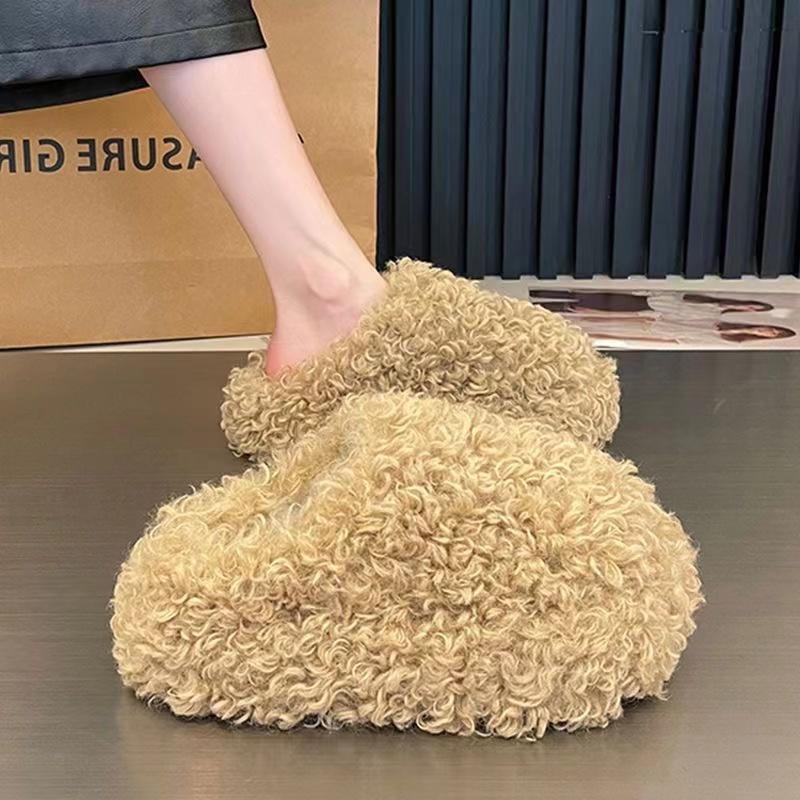 Fashion Winter 2025 Fashion Women's Shoes Comfortable Plush Velvet Warm Slippers Home Non-slip Lightweight Soft-soled Indoor Slippers