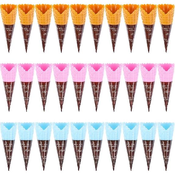 30 Pcs Mini Realistic Artificial Ice Cream Cone Adorable Ice Cream Cone Pretend Play Food Dollhouse Refrigerator Supplies Simulation Cone Light Clay 30pcs