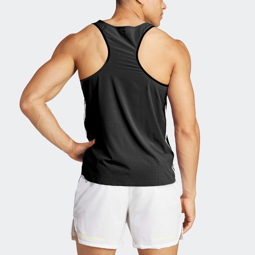 Adidas Adizero Promo Running Singlet Striped Logo Print Quick-Dry Sports Vest Men Tops Black IL1495