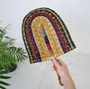 Seagrass Woven Straw Fan Wall Hanging Simple Elements Colored Wall Decoration Daily Summer Hand Crank Fan