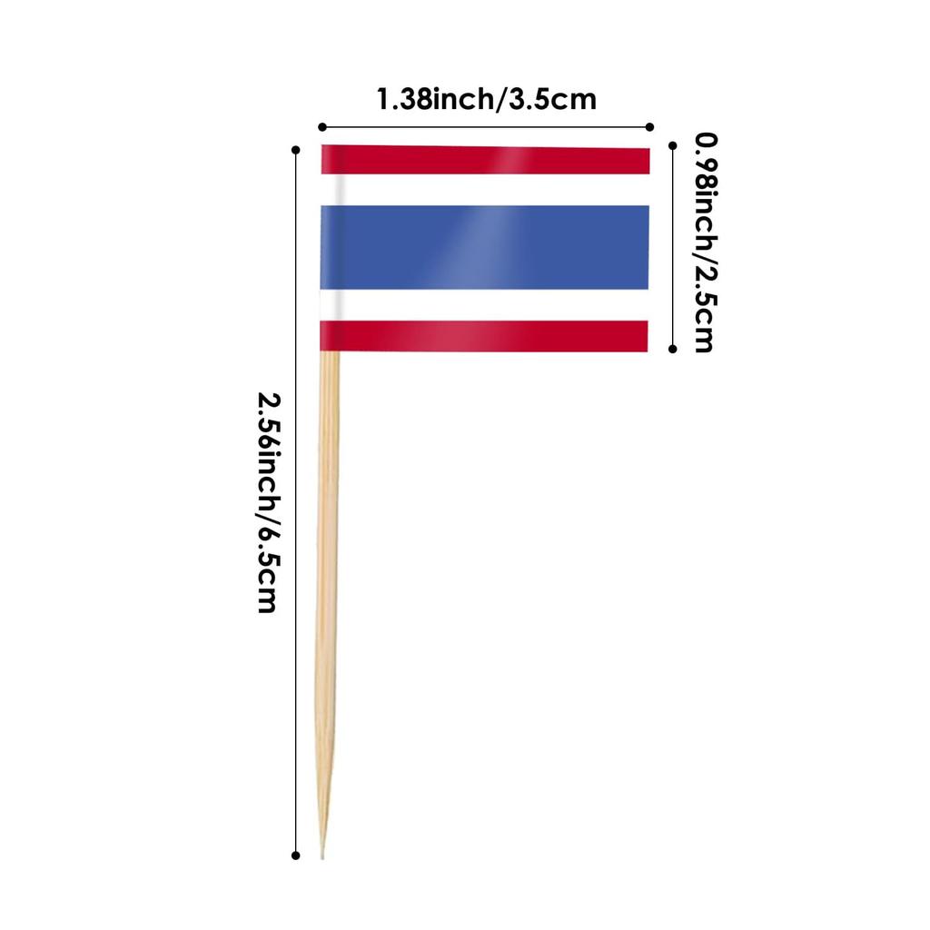 Thailand Toothpick Flags Picks, 100 Pcs Small Tiny Croatia Cupcake Toppers Stick Flags Double-sided for World Cup, National Day
