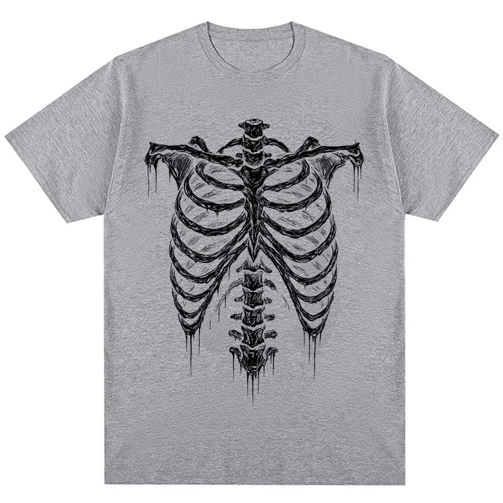 90s Vintage Style Rib Cage Graphic T Shirts Men Women Punk Y2k Harajuku Summer T-shirts Hip Hop Streetwear Oversized Tshirt