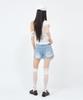 Sekeondeusolteu Layered Damaged Washed Denim Shorts (Light Blue)