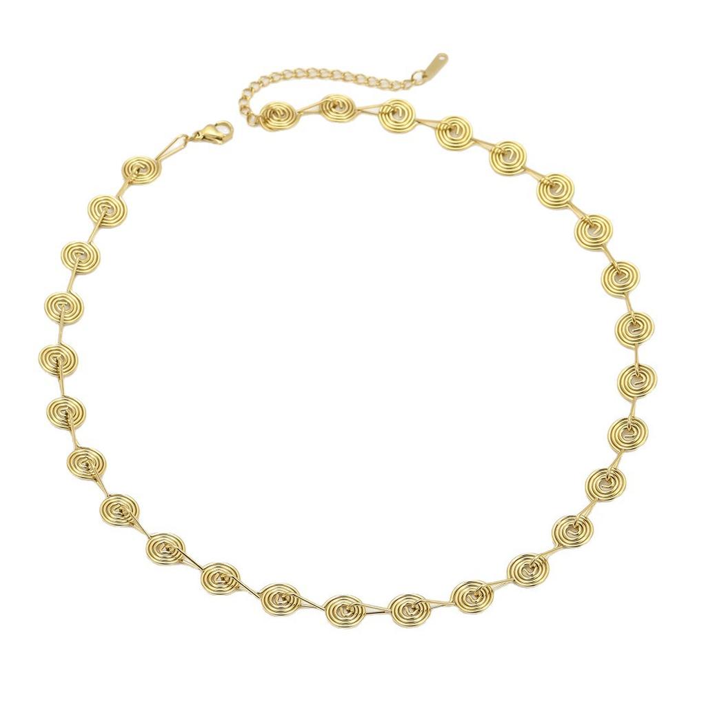 GEMCHIC Women's Geometric Spiral Stainless Steel Chain Necklace and Bracelet Set, Fashion Minimalist Design