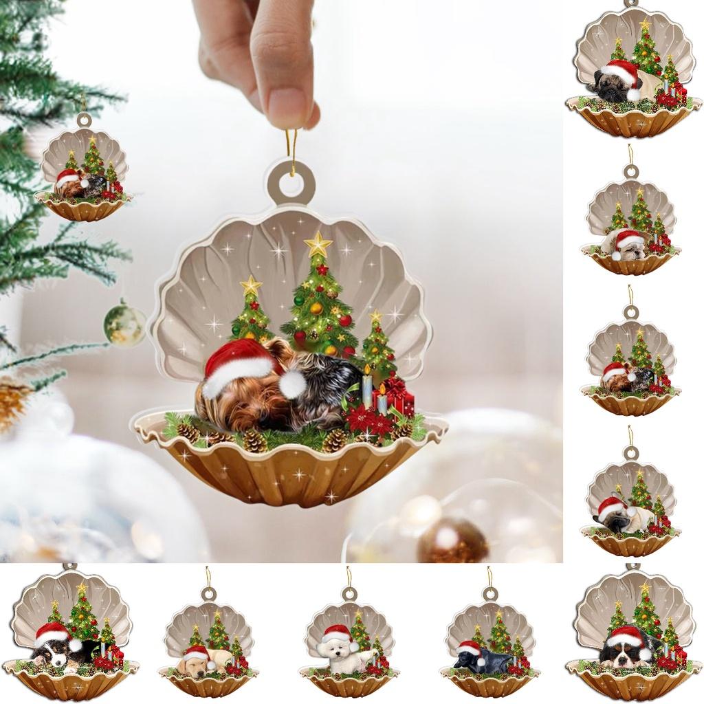 Cute Cartoon Acrylic Car Hanging Decoration For Christmas Tree Shell Sleeping Dog