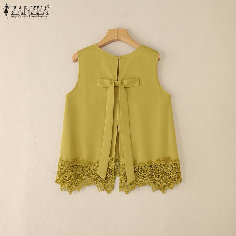 ZANZEA Women Summer Lace Splice Casual Sleeveless Tank Tops