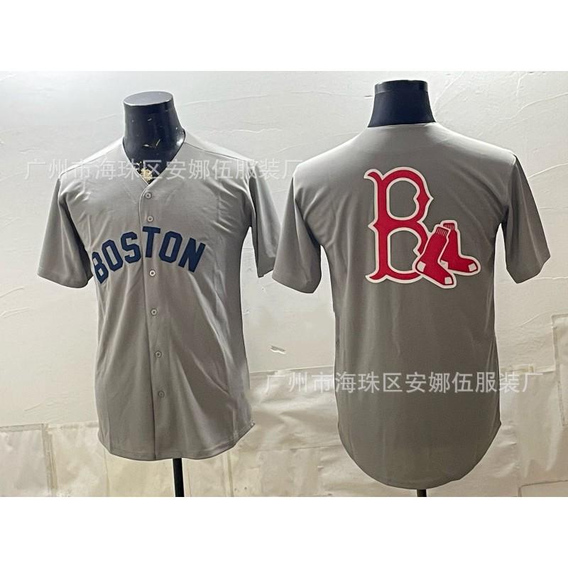 Maglietta da Baseball Unisex Ricamata Boston Red Sox Abbigliamento Sportivo Miscela di Cotone Traspirante Abbigliamento per tifosi