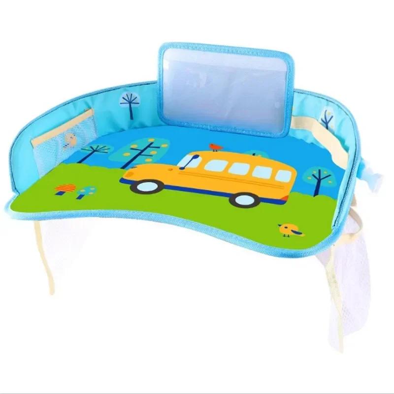 Kids Travel Tray Car Seat Activity and Play Tray Organizer for Children and Toddlers Lap Desk with Tablet Phone Holder Foldable