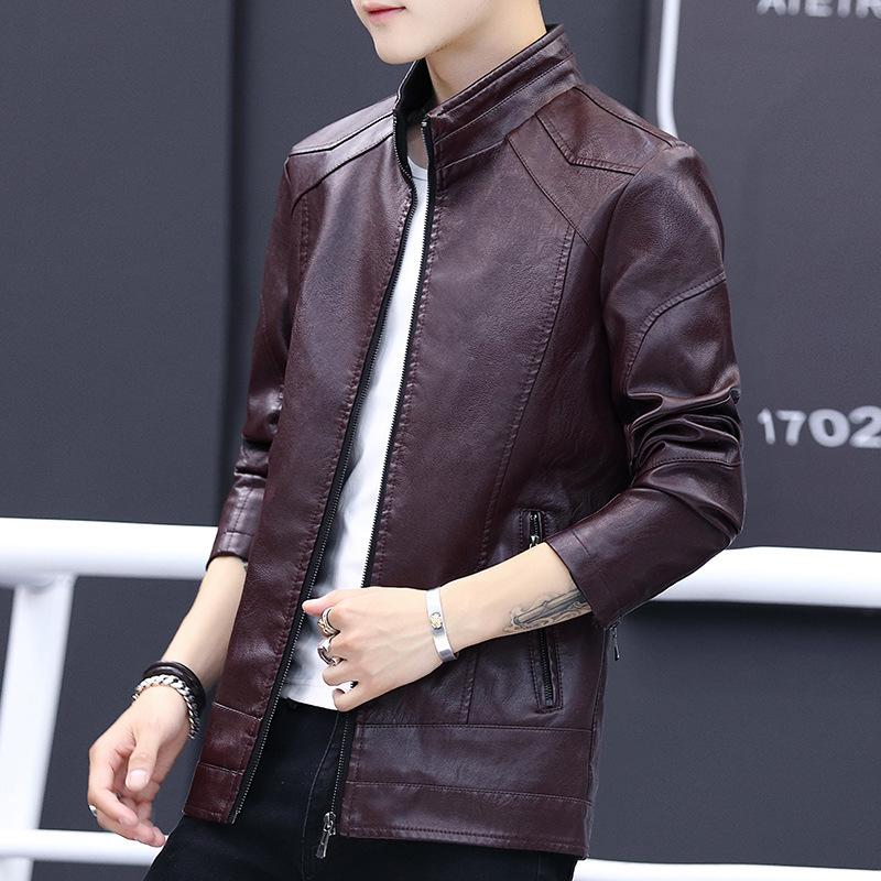 Spring and Autumn Leather Jacket Men's Trend Locomotive Leather Jacket Men's Leather Jacket Spring and Autumn