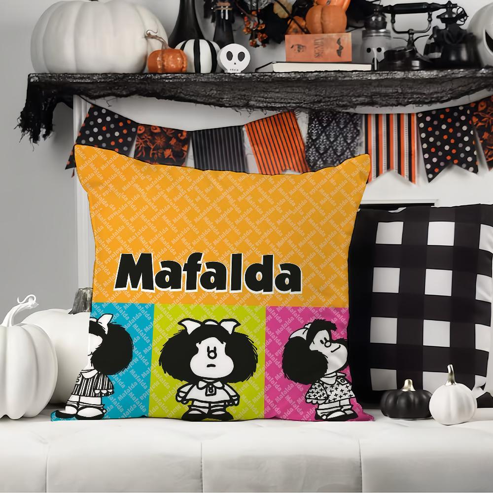 Cartoon M-Mafalda s World  Pillow Case Office Cushions Suitable For Sofa Car Bedroom Decorative Cushion Cover 12x12Inch