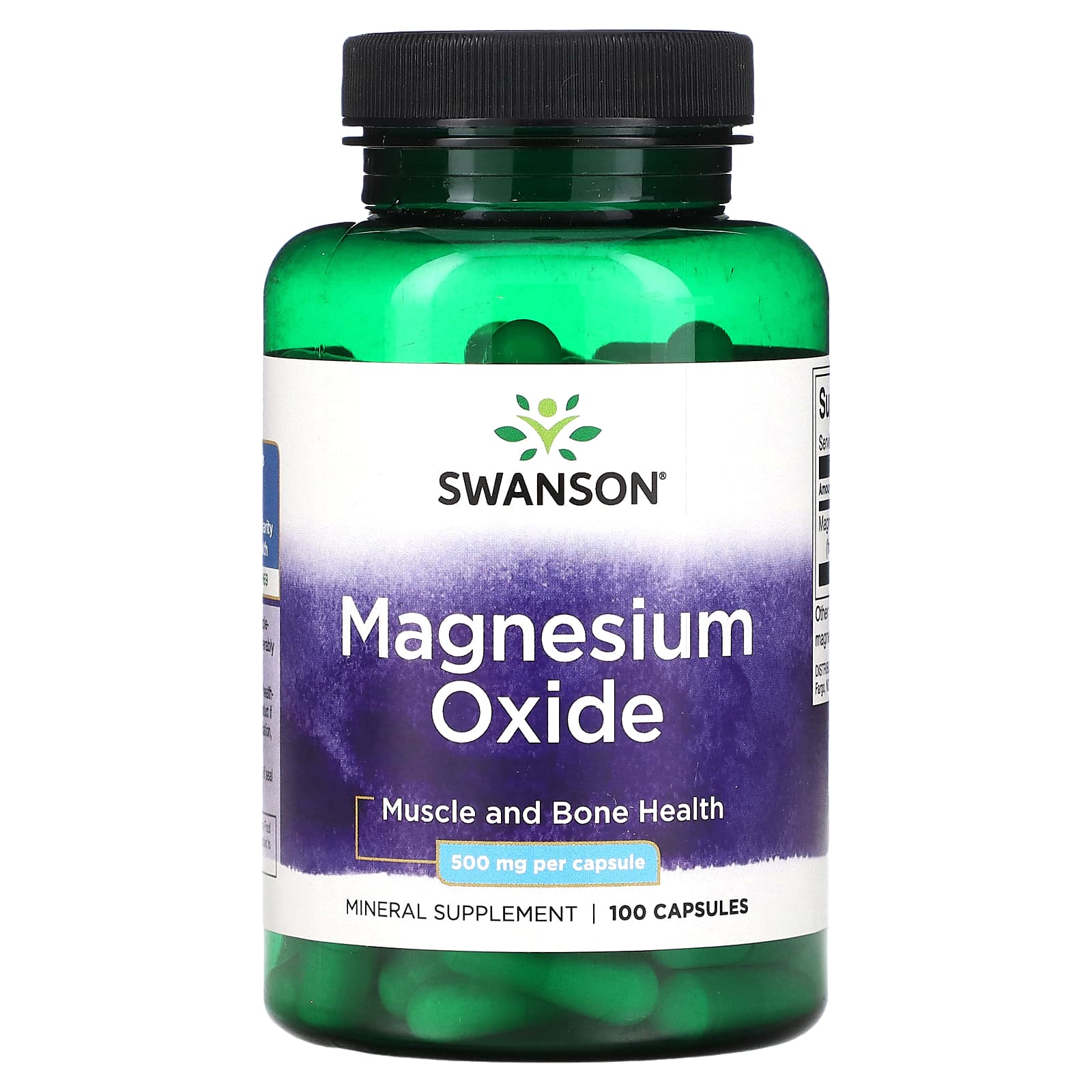 

Magnesium Oxide, 500Mg, 100 Capsules