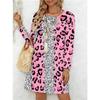Spring Autumn Women Dress Casual Long Sleeve O-neck 3D Print Loose A-Line Dress Oversized Home Wear Robe