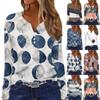Women's T Shirt Tee Button Print Long Sleeve Daily Weekend Fashion Basic V Neck Regular Top